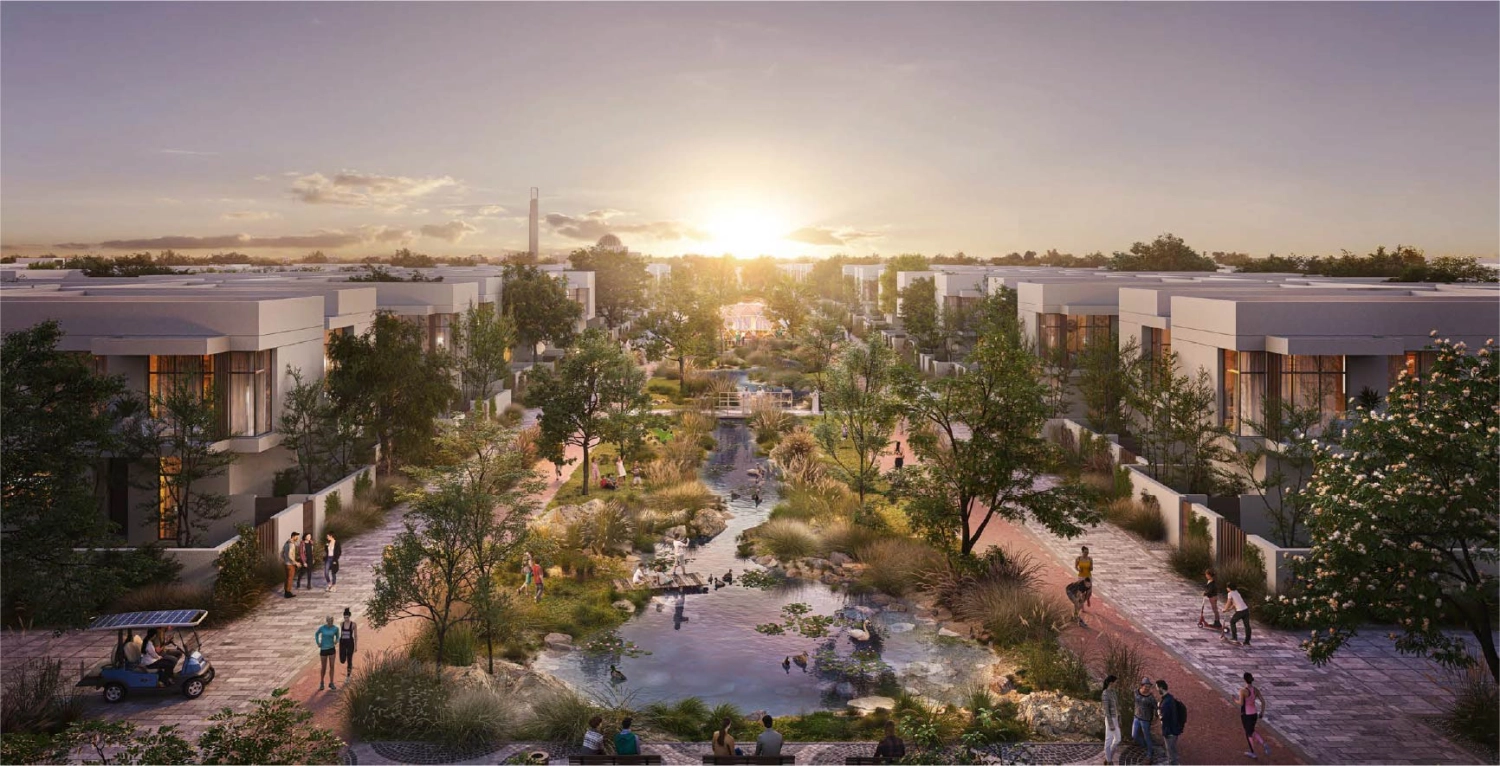 Modern sustainable homes with rooftop solar arrays in Abu Dhabi